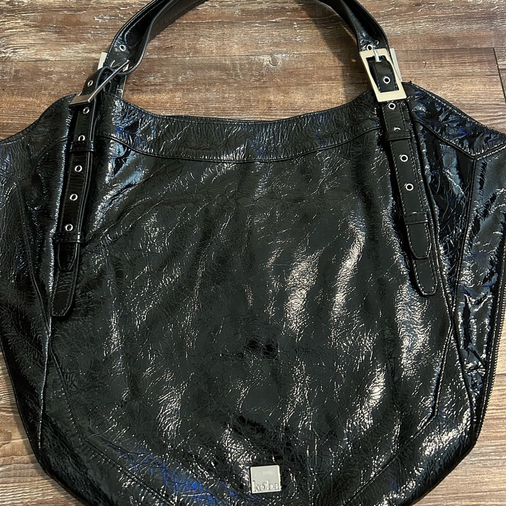 Kooba Blake large distressed patent leather tote, like new, smoke & pet free